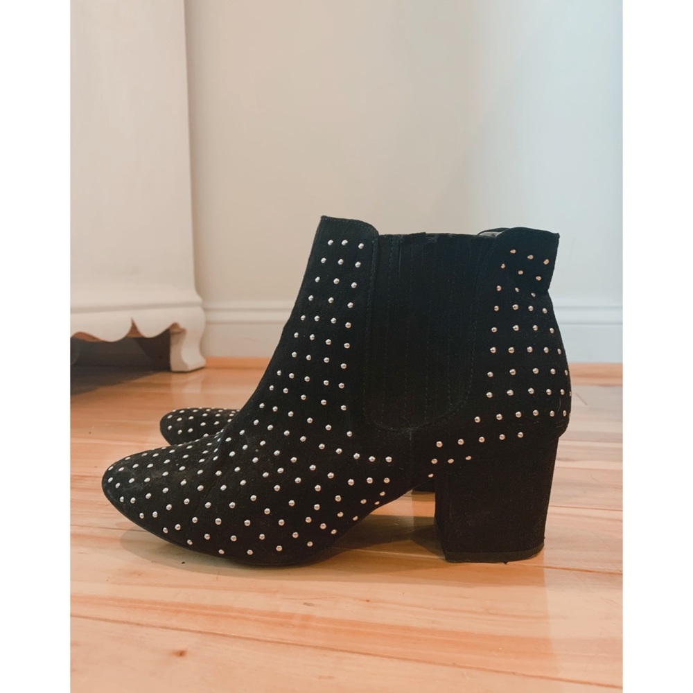 Rhinestone suede booties